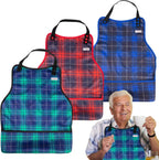 3 Pack Adult Bibs Washable Clothing Protector with Crumb Catcher, Adjustable Reusable Waterproof Large Feeding Adult Bib
