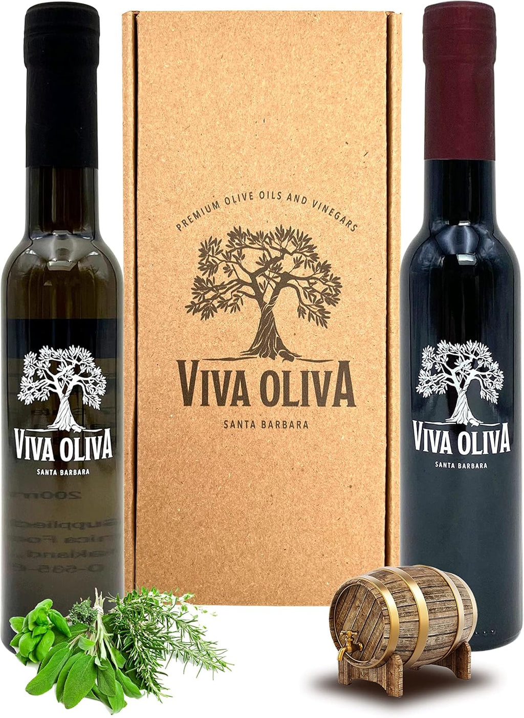 Viva Oliva Two 200ml (6.8oz) Variety Gift Set - Tuscan Herb Infused Olive Oil and Traditional 18 Year Balsamic Vinegar - Premium Quality - 100% Natural