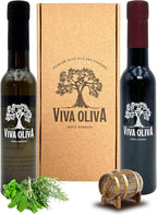 Viva Oliva Two 200ml (6.8oz) Variety Gift Set - Tuscan Herb Infused Olive Oil and Traditional 18 Year Balsamic Vinegar - Premium Quality - 100% Natural