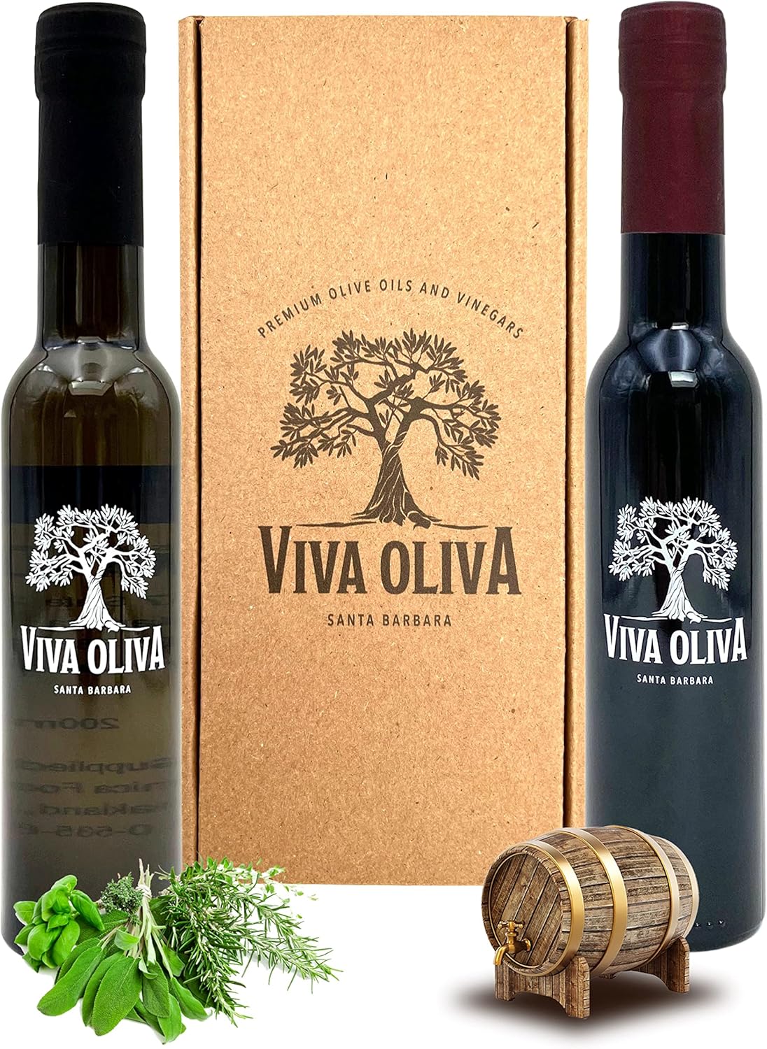 Viva Oliva Two 200ml (6.8oz) Variety Gift Set - Tuscan Herb Infused Olive Oil and Traditional 18 Year Balsamic Vinegar - Premium Quality - 100% Natural