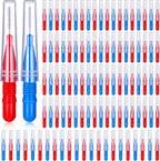 BBTO 100 Pcs Braces Dental Brush Flosser for Cleaner Interdental Brush Toothpick Tooth Flossing Head Oral Dental Toothpick Cleaners Cleaning Tool(Red and Blue)
