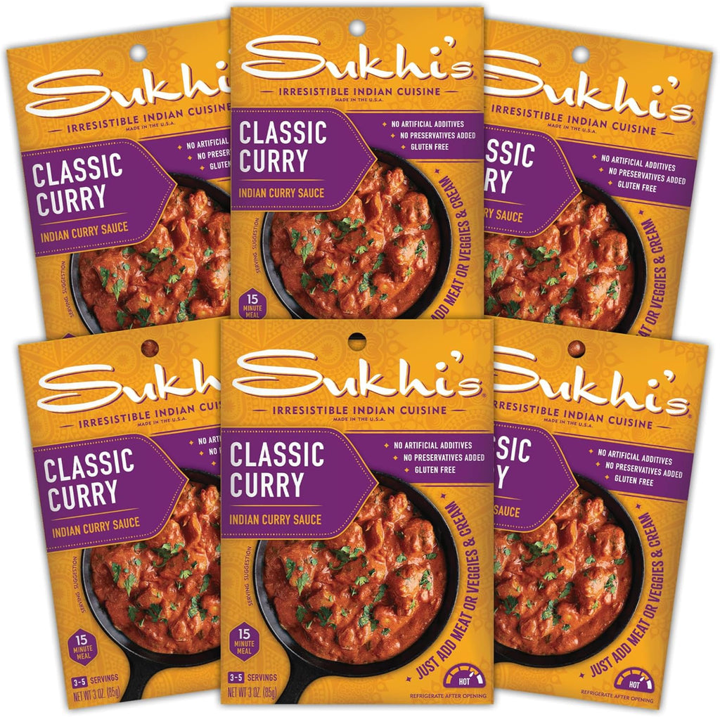 Sukhi's Indian Curry Paste - Classic Curry Sauce 3oz (Pack of 6), 84 Servings Gluten Free Simmer Sauce Indian Sauce
