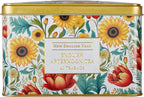 New English Teas Victorian Sunflower Tea Tin with 40 English Afternoon Teabags, Inspired by Embroidery & Textile Styles
