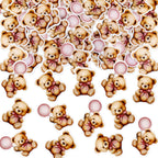 40PCS Edible Baby Shower Bear Cupcake Toppers Pink Balloon Bear Cupcake Picks Teddy Bears Drink Topper for Baby Shower Girls Pink Bearly Birthday Cupcake Decorations