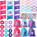Abbylike 49 Pcs Gymnastics Party Favor Set 12 Makeup Bag 12 Bracelet 12 Drawstring Backpack 12 Hair Ties 1 Set Gymnastic Stickers for Women Girl Gym Sport Yoga