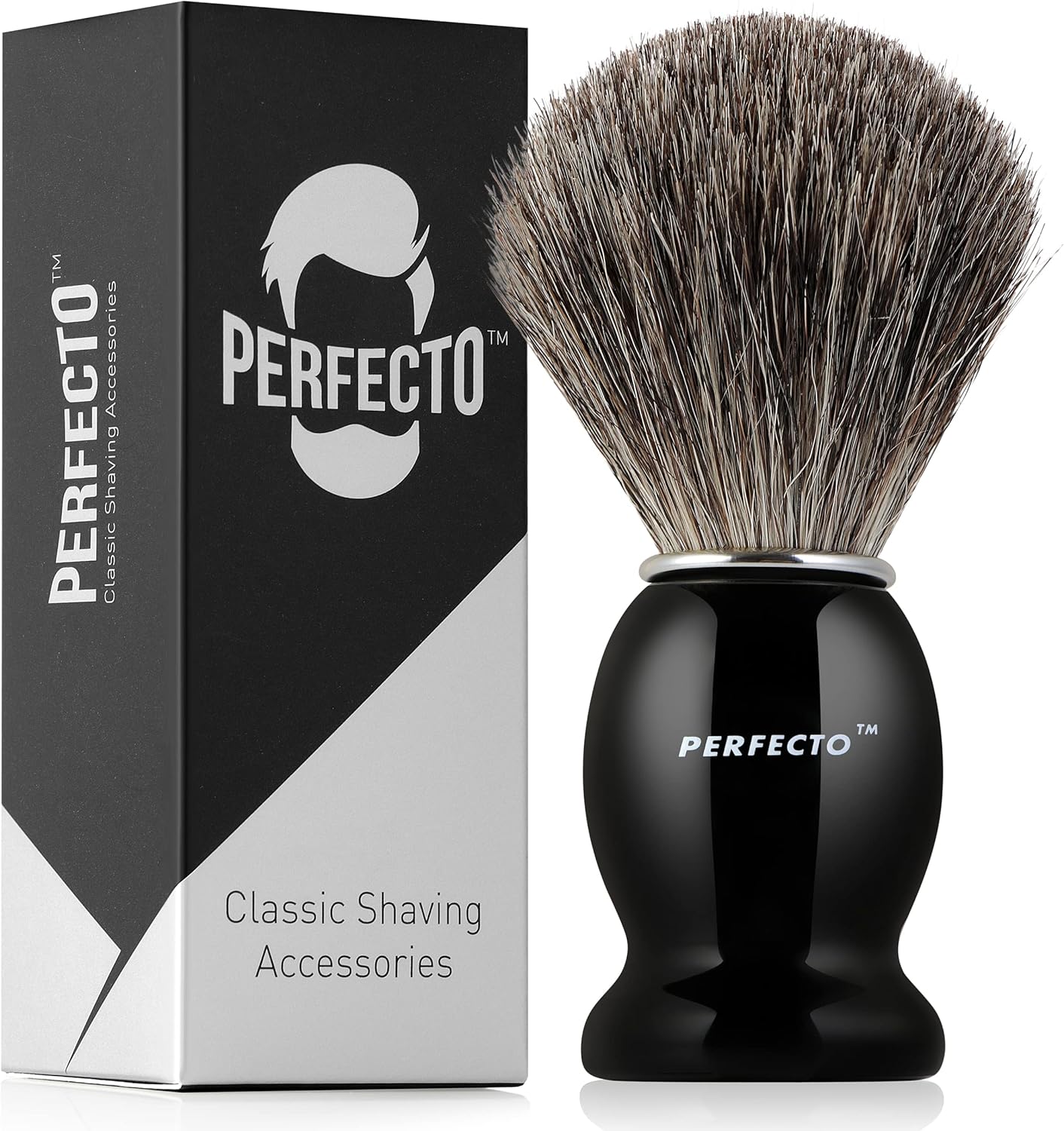 Perfecto Synthetic Bristles Shaving Brush For Men, Engineered for The Best Shave of Your Life. Shave Brush for Wet Shave for Safety Razor - Barbers Accessories, Gift For Him