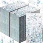 200 Pcs Coastal Turtle Bathroom Paper Guest Towel 2 Ply Summer Guest Napkins Blue Bathroom Paper Hand Towels Jellyfish Dinner Nautical Napkins for Wedding Baby Shower Holiday Party