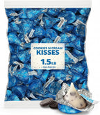 Cookies & Cream Kisses Candy - 1.5 lb Bulk Bag - White Creme Kiss-Shaped Candy (Approx. 150 Individually Wrapped Pieces) for Sweets Bowls, Party Favors, Baby Showers, Dessert Tables & Baking