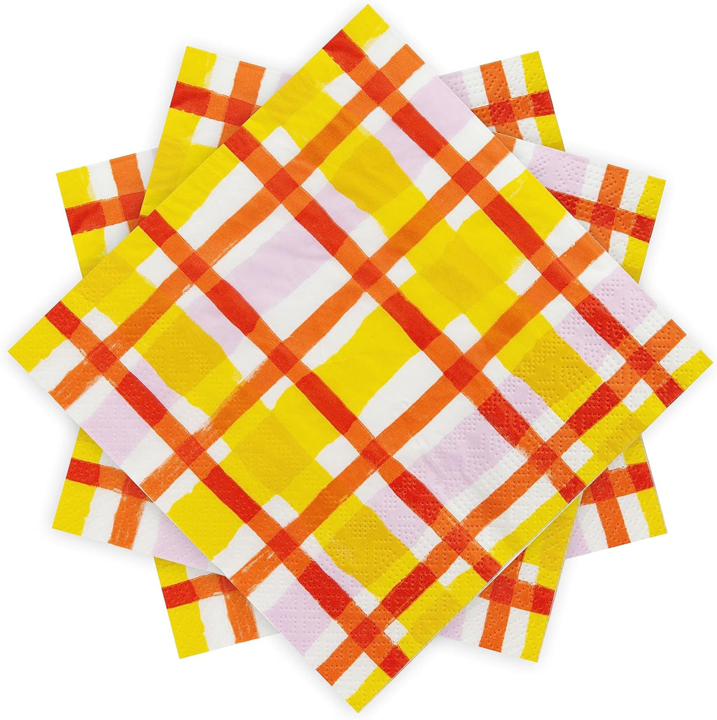 Talking Tables 20 x Gingham Pattern Napkins - Colourful Paper Serviettes, Disposable Tableware for Easter, Birthday, Picnic, Summer, Decoupage