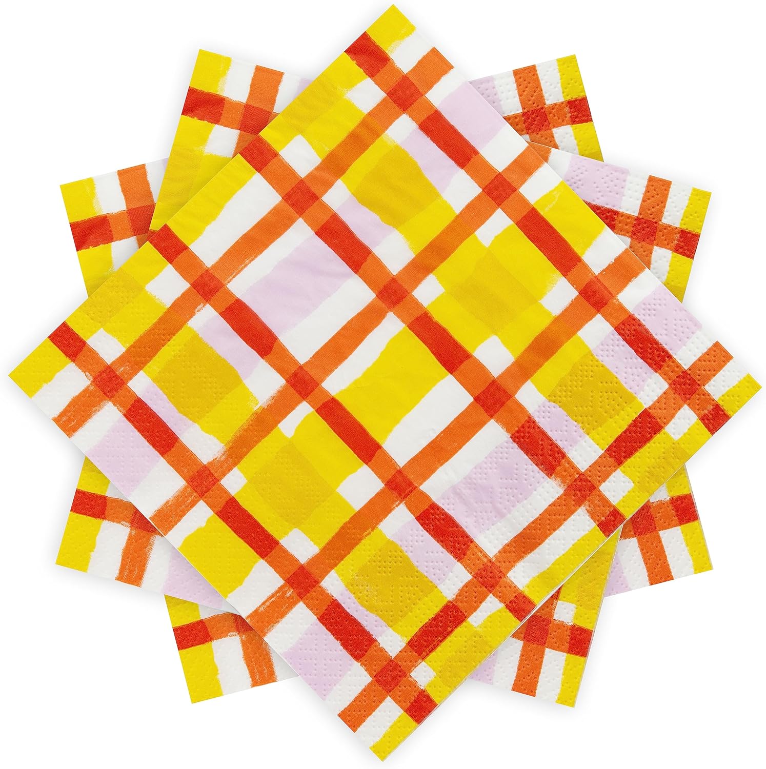Talking Tables 20 x Gingham Pattern Napkins - Colourful Paper Serviettes, Disposable Tableware for Easter, Birthday, Picnic, Summer, Decoupage