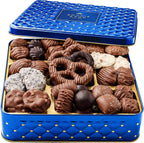 Chocolate Gift Basket, Candy Food Gifts Arrangement Platter, Gourmet Snack Box, Present Idea, Corporate Him & Her, Men Women Sympathy Family Parties & Get Well- Blue- Bonnie & Pop