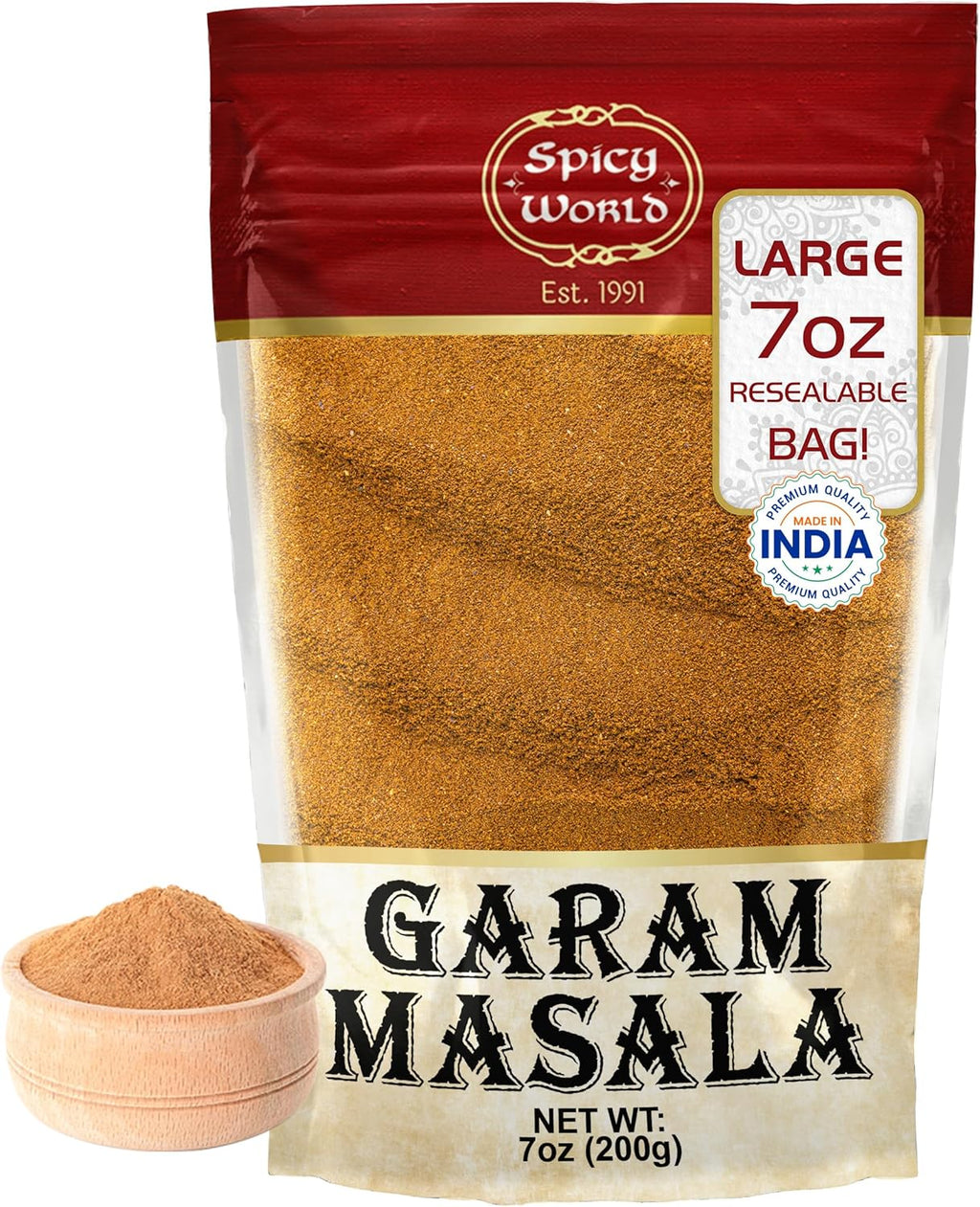 Spicy World Garam Masala Powder 7-Ounce (15 Premium Spice Blend) | Salt Free, Vegan | Indian Origin | Garam Masala Spice Powder