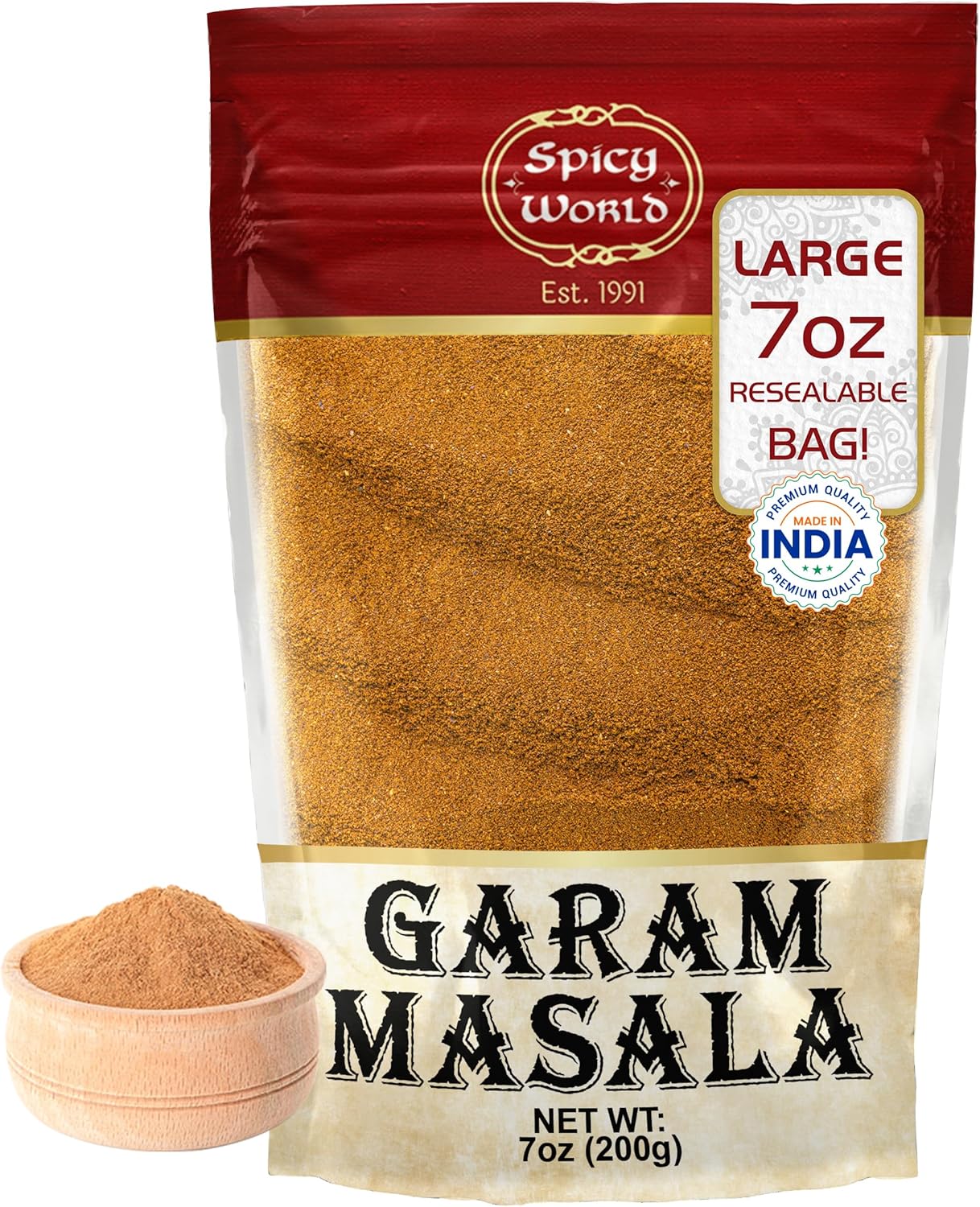 Spicy World Garam Masala Powder 7-Ounce (15 Premium Spice Blend) | Salt Free, Vegan | Indian Origin | Garam Masala Spice Powder
