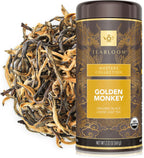 Teabloom Organic Golden Monkey Loose Leaf Tea, USDA Certified Organic Black Tea, Lingering Aroma with Smooth and Malty Flavor, 2.12 Ounce Loose Leaf Tea Canister Makes 35-50 Cups