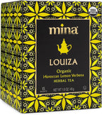 Mina Louiza, Organic Moroccan Lemon Verbena Tea, Organic Herbal Tea Bags, 15 Biodegradable Sachets, Refreshing Lemon Tea, Caffeine Free, Moroccan Lemon Verbena Tea Bags