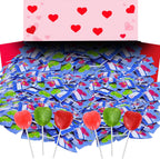 Valentine's Day Heart Lollipops Bulk, 84 Count, Heart Shaped Lollipops, Assorted Fruit Flavored Individually Wrapped Lollies, Addressable Labels for Classroom Exchange, Valentines Day Candy for Kids