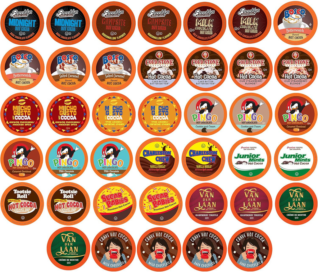 Two Rivers Coffee Hot Chocolate Pods Single Serve Cocoa Variety Sampler Pack Compatible with 2.0 Keurig K-Cup Brewers, 40 Count