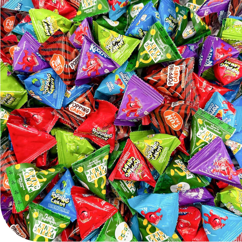 Popping Rock Candy Assortment - 1 Pound Box - 125 Count - Individually Wrapped Easter Candy - Strawberry, Blue Raspberry, Grape, Tropical Punch, Apple, Watermelon