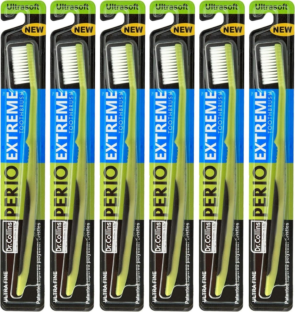 Dr. Collins Perio Extreme Toothbrush, (Colors Vary) (Pack of 6)