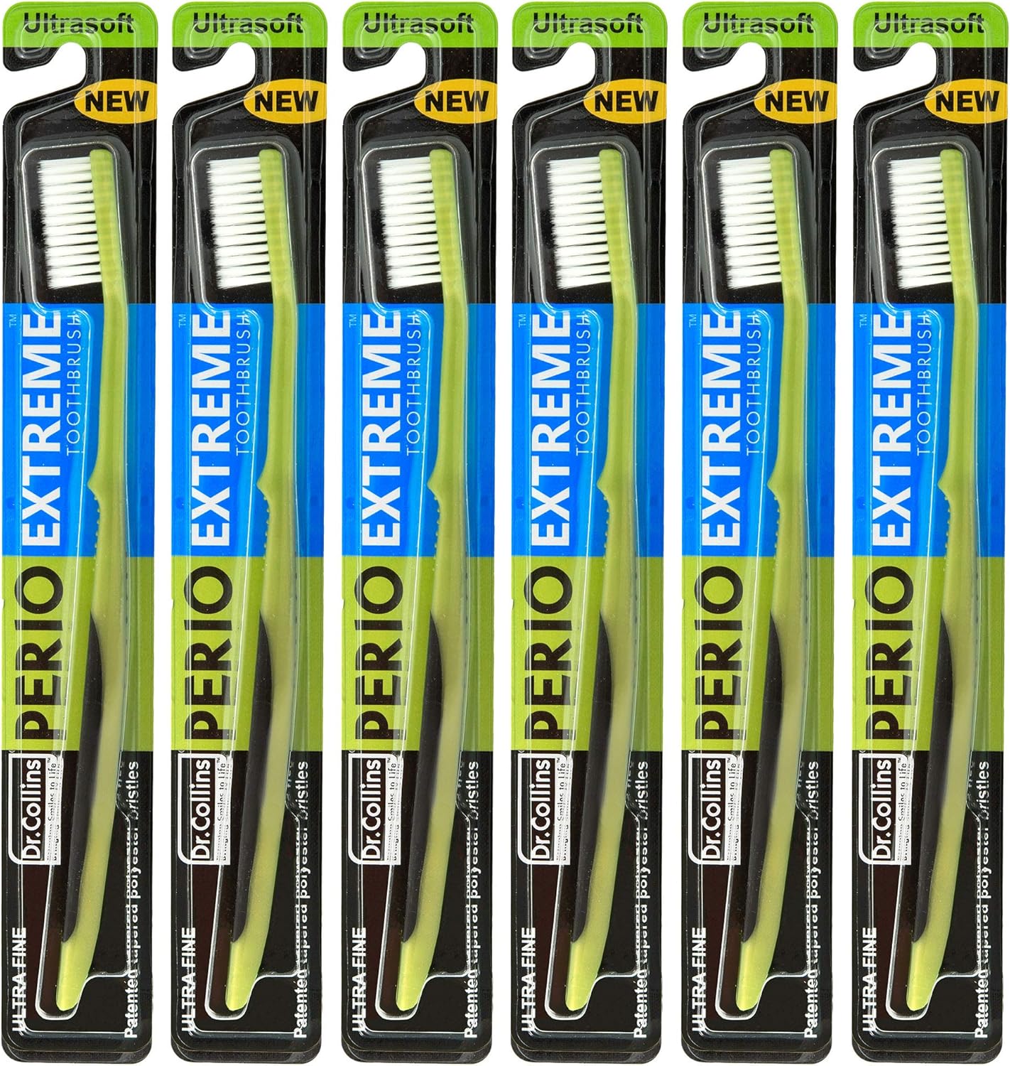 Dr. Collins Perio Extreme Toothbrush, (Colors Vary) (Pack of 6)