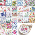 NatNarr 30 Pack Decoupage Napkins, 30 Styles Floral Paper Napkins Chinoiserie Decorative Decoupage Napkin Printed Cocktail Paper for Mother's Day DIY Crafting Spring Party 13 * 13 Inch