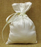 Darling Souvenir 50 Satin Drawstring Gift Pouch Small Wedding Party Favors Bag - 8" x 10" inches Baby Shower Thank You Pouches- White