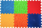 Massage Orthopedic Puzzle Floor Mat for Kids Flat Feet Prevention 6 Elements, Red, Blue, Yellow, Green