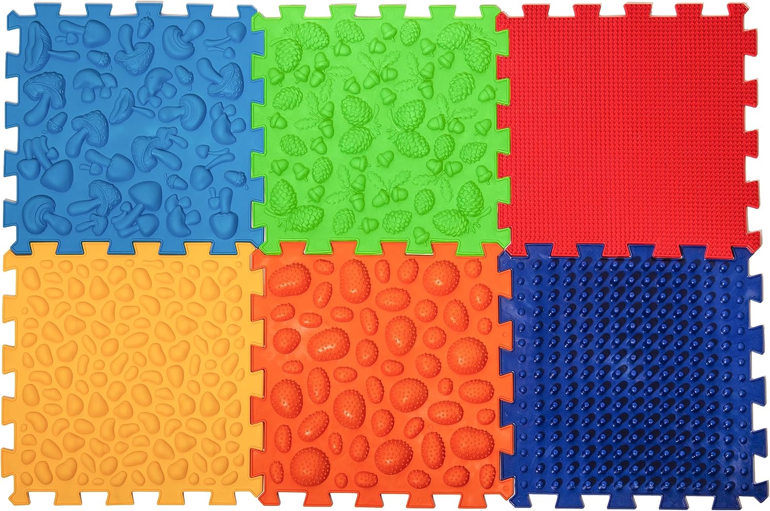 Massage Orthopedic Puzzle Floor Mat for Kids Flat Feet Prevention 6 Elements, Red, Blue, Yellow, Green