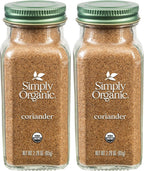 Simply Organic Ground Coriander Seed, Rich, Warm Earthy Yet Fruity Flavor, Bright Aroma, Slight Citrus Undertones, 2.29 Ounce (Pack of 2)