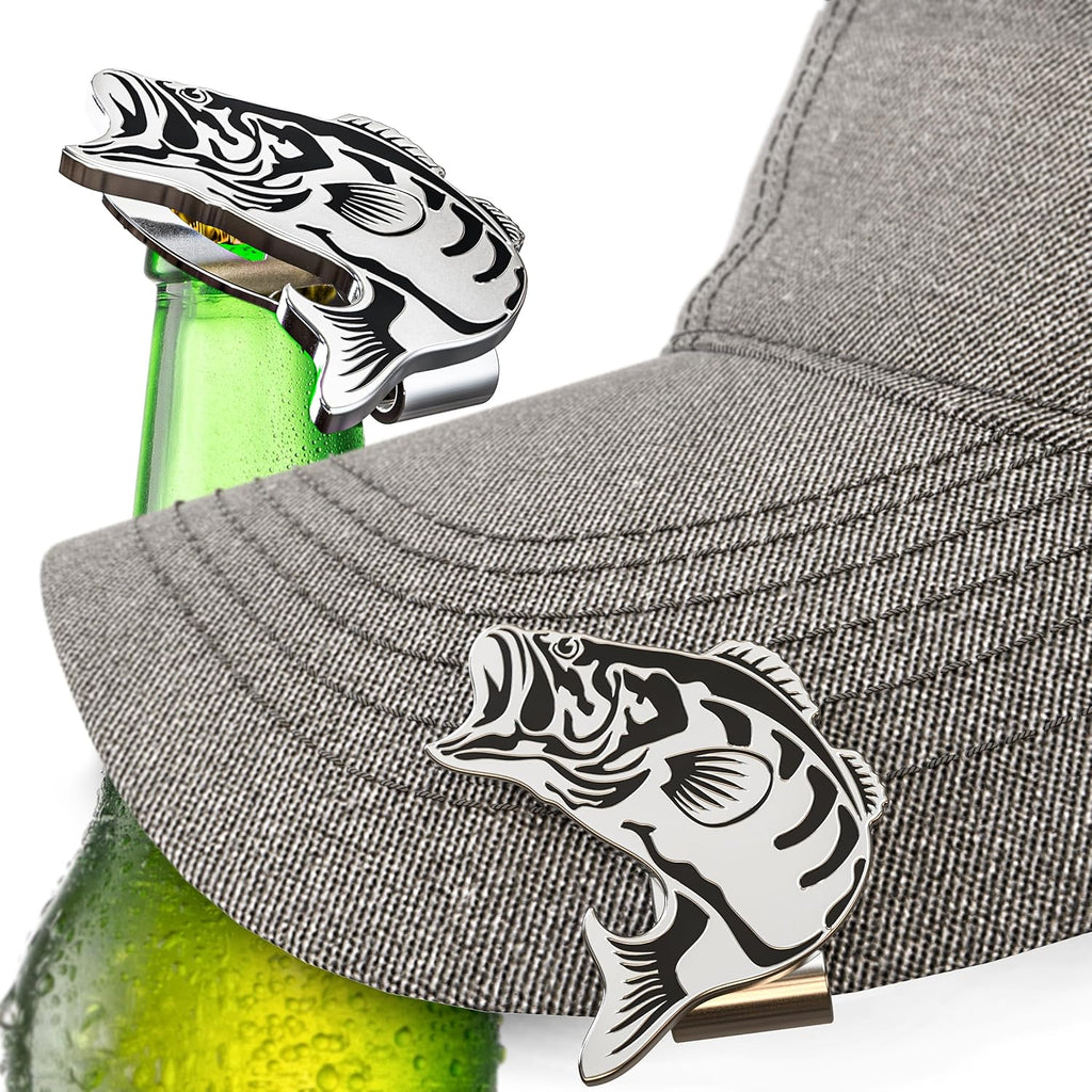 Bass Fish Hat Clip Bottle Opener - Angler's Delight Cap Accessory - Perfect for Fishing Adventures and Gifts