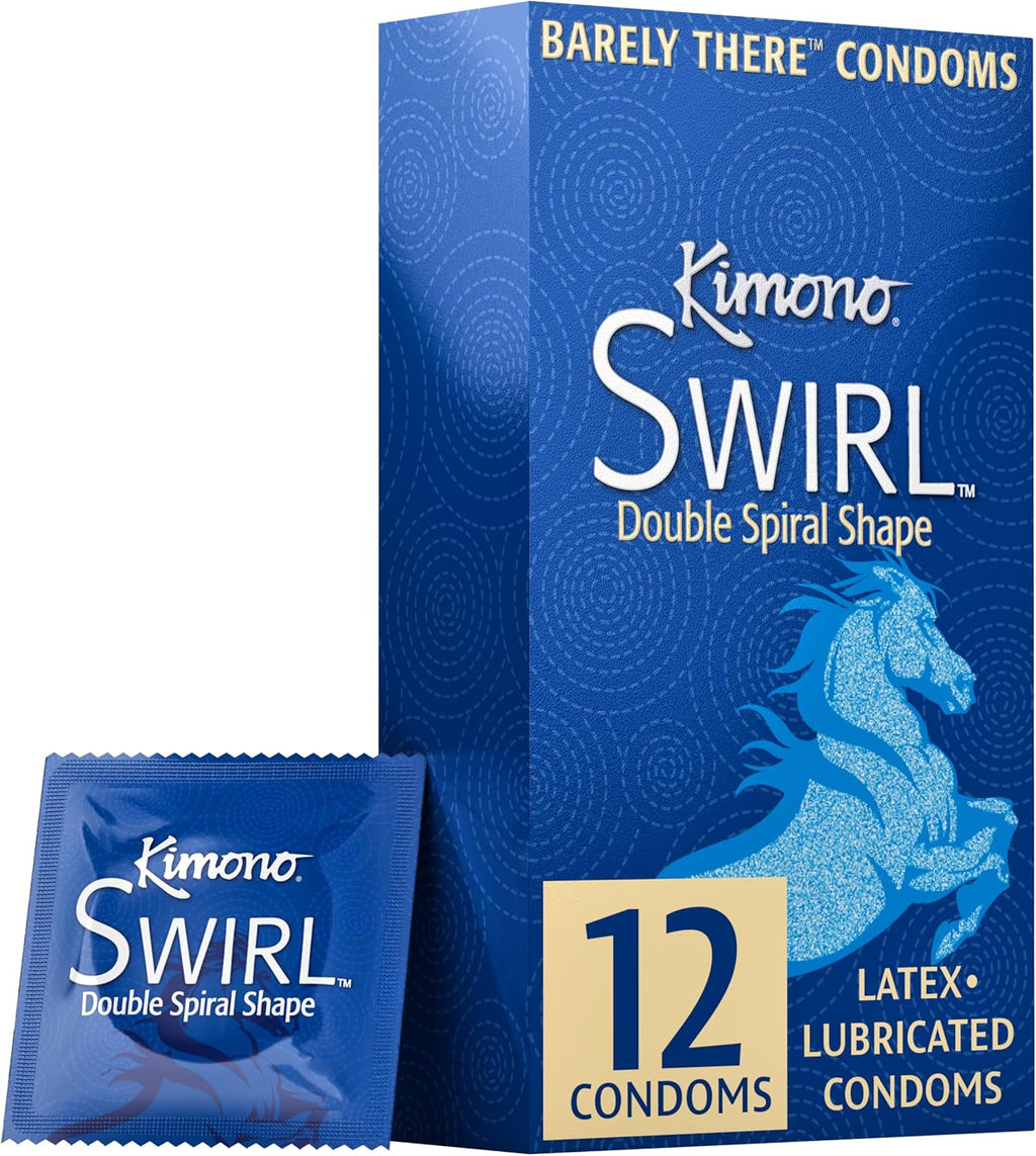 Condoms Pack of 12 - Double-Helix Twisting Shape, Condom Innovation, Extreme Sensations, More Comfort, Lubricated, with Reservoir Tip, Natural Latex Condoms, Vegan, No Latex Odor
