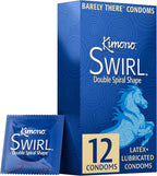Condoms Pack of 12 - Double-Helix Twisting Shape, Condom Innovation, Extreme Sensations, More Comfort, Lubricated, with Reservoir Tip, Natural Latex Condoms, Vegan, No Latex Odor