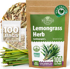 100 Bags Dried Lemongrass Tea Lemon Grass Leaf Herbal Tea Zacate De Limon (Cymbopogon) - 100 Count 1.5g Bags Lemongrass Chai Herb Limoncillo (Hierba Limon)