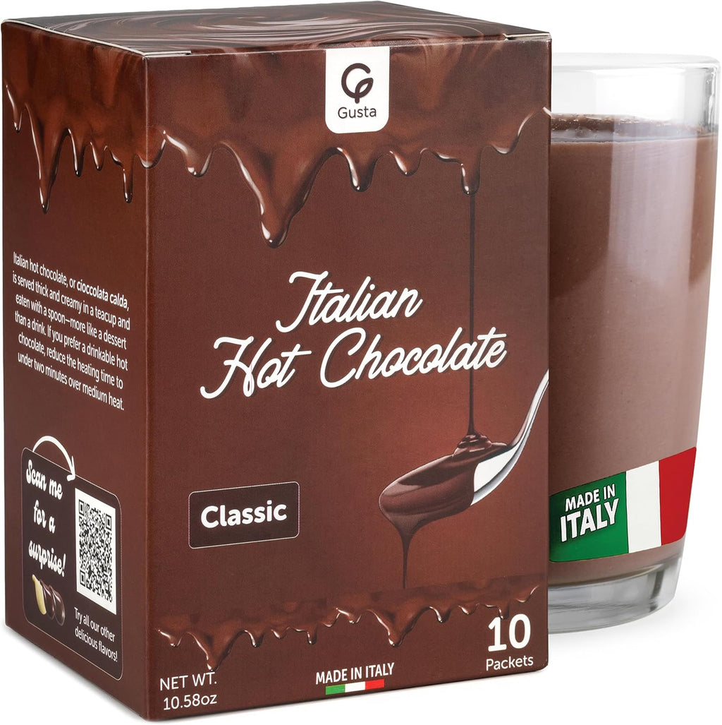Italian Classic Hot Chocolate - Rich, Thick & Creamy Cocoa Drink Mix - Authentic Made in Italy - Rich, Comforting Hot Cocoa Powder for Family & Holiday Moments - 10 Packets