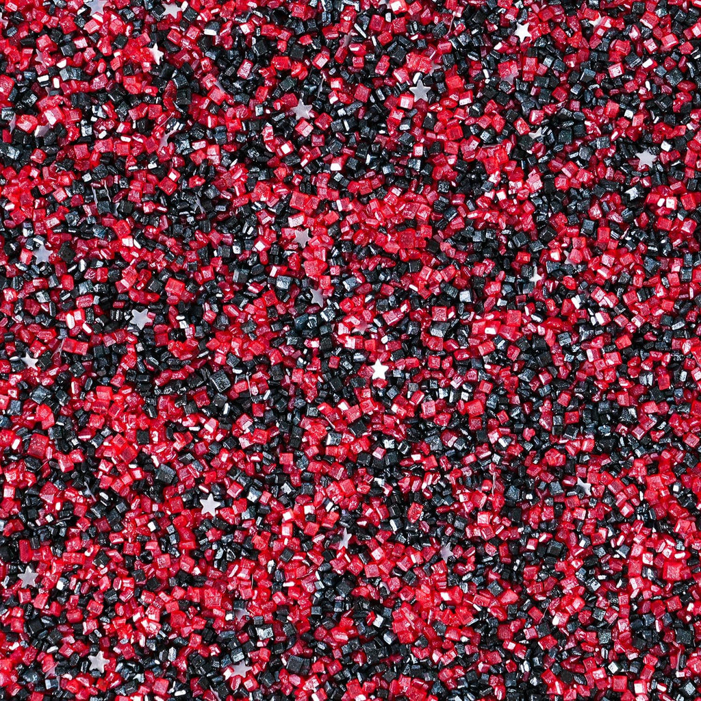 Halloween Sanding Sugar Edible Stars Glitter Mix, Red & Black Sugar Sprinkles for Cake Decorating, Sparkling Sanding Sugar for Cupcake Toppers Cookie Decorations for Party Celebrations 3.5oz