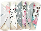 Lilind® 6 Pack Everyday Pantyliners, Organic Cloth Pads, Reusable Menstrual Sanitary Napkins, 100% Cotton, Random Flowers