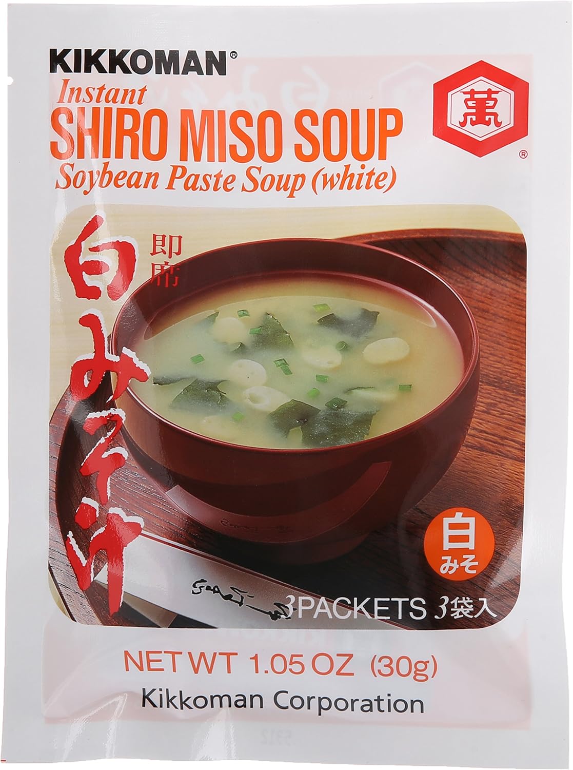 Kikkoman Instant Shiro Miso Soup, 3 ct, 1.05 oz
