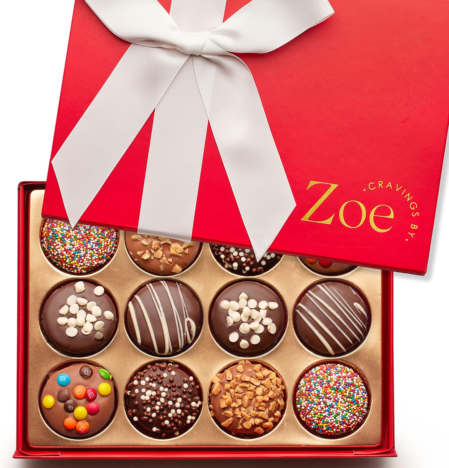 CRAVINGS BY ZOE Birthday Chocolate Covered Cookies Gift Basket | 12 Count | Kosher Milk & Dark Belgian Chocolate Gourmet Food Gift Box | Birthday, Thank You, Candy Gifting Men Women Him Her Mom