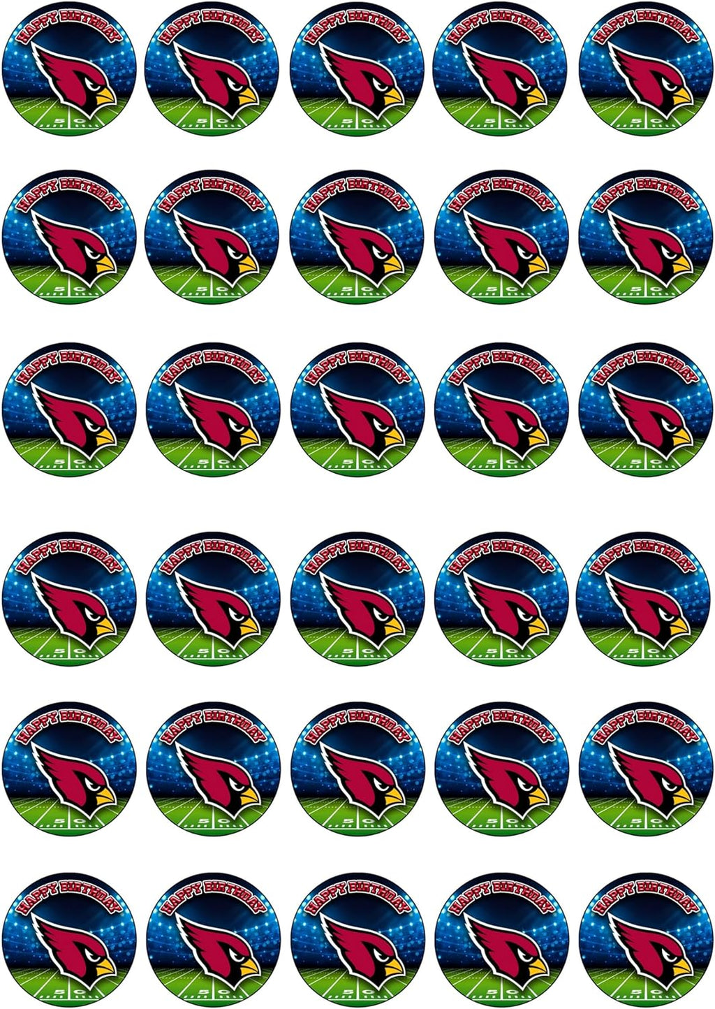 30 x Edible Cupcake Toppers Themed of Cardinals Collection of Edible Cake Decorations | Uncut Edible on Wafer Sheet