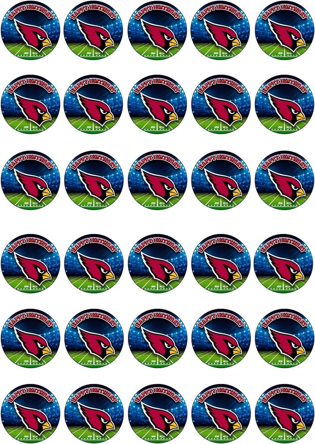 30 x Edible Cupcake Toppers Themed of Cardinals Collection of Edible Cake Decorations | Uncut Edible on Wafer Sheet