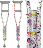 SCS Direct My Crutches - Youth Junior for Kids with Adjustable Handgrip and Length! Children 3'9" to 4'5" Made of Lightweight, Durable Aluminum with Underarm Padding Doodle Pattern