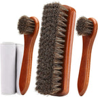 Unekez 4-Piece Horsehair Shoe Brush Shine Kit, Shoe Polish Kit, Leather Shoes Boot Cleaning Brush Care Clean Dauber Applicators