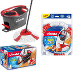 Vileda Turbo EasyWring & Clean Complete Set, Mop with Bucket and Power Spinner Plus Replacement Head Turbo