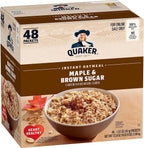 Quaker Instant Oatmeal, Maple & Brown Sugar, Individual Packets, 1.51 Ounce (Pack of 48)