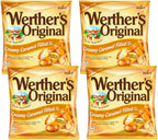 Werther's Original Creamy Caramel Filled Hard Candies - Individually Wrapped Hard Candies for Halloween, Parties, or Snacks - 2.65 oz Bags (Pack of 4)