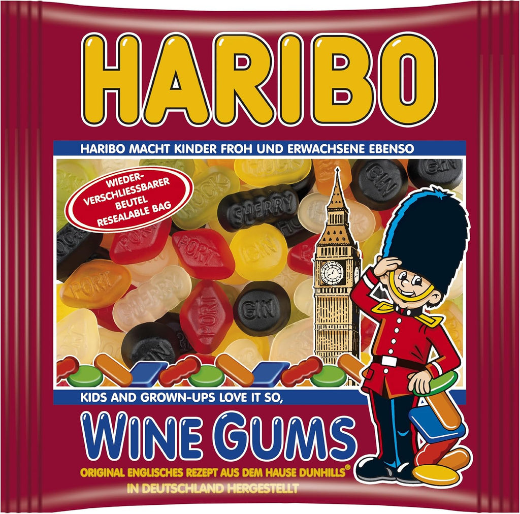 Haribo Wine Gums in Resealable Bag, 500 gram - 17.6 ounces