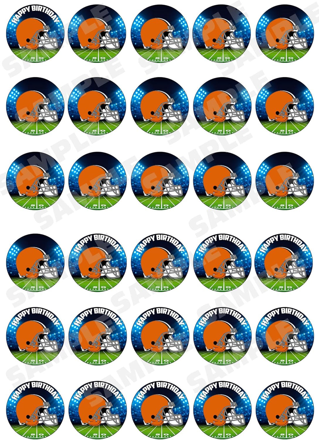 30 x Edible Cupcake Toppers – Cleveland Brown Themed Collection of Edible Cake Decorations | Uncut Edible on Wafer Sheet