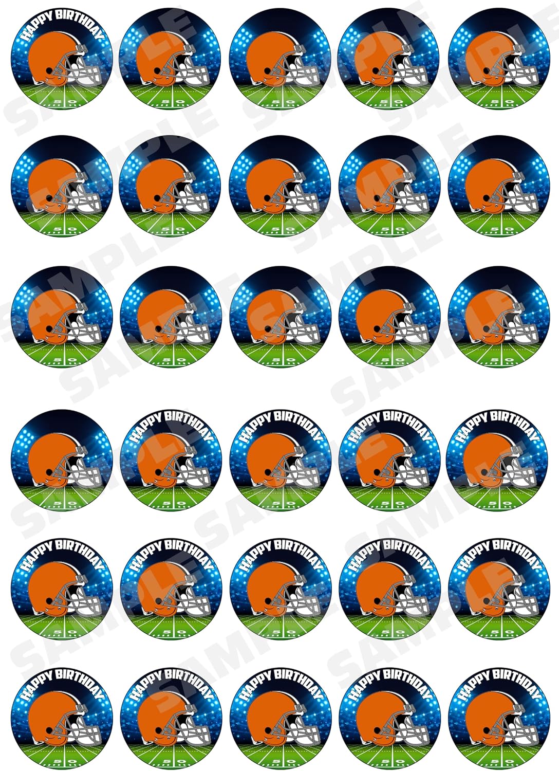 30 x Edible Cupcake Toppers – Cleveland Brown Themed Collection of Edible Cake Decorations | Uncut Edible on Wafer Sheet