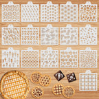 Whaline 16Pcs Summer Cookie Stencil Set Hawaiian Baking Stencils Templates Tropical Pineapple Flamingo Ice Cream Leaves Star Plaids Painting Stencil for Home Party Cake Biscuit Candy Coffee Decor