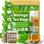 TOG999, Premium 120 Moringa Leaf Tea Bags, 100% Natural & Pure. Loose Leaf Moringa Herbal Tea. No Sugar, No Caffeine, No Gluten, Vegan.